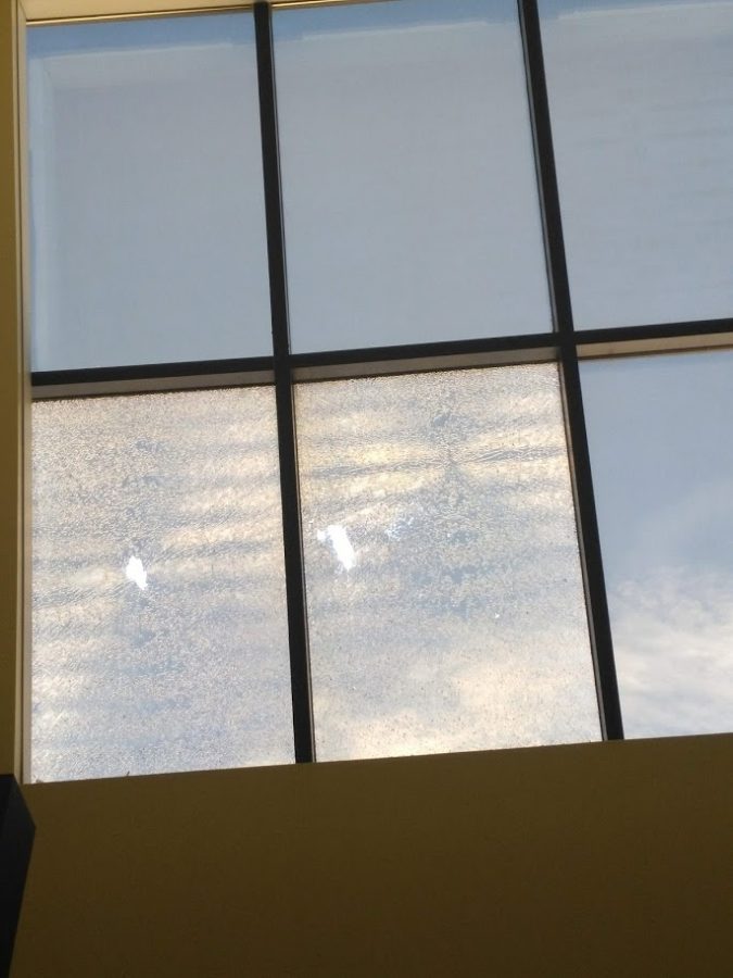 Two of the windows in the library skylight were shattered in the windstorm on February 13th.