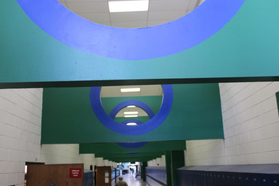 The east hallway, has a school colors. Doherty High School has it showing that the school colors can show school sprit. 