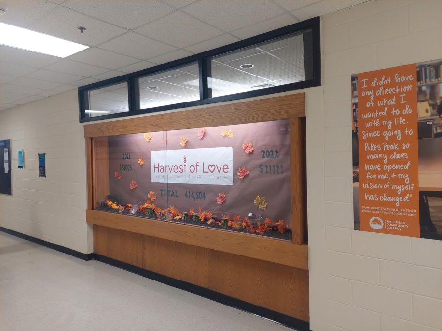 Doherty students walk by this glass display everyday that's says Harvest of Love. In the assembly last year, Student Council shared the most amount of money Doherty High School has made for Harvest of Love. "I love to donate because it is for a good cause." Brooke Lenn said.