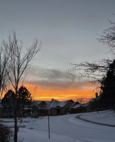 A beautiful sunrise on a snowy Colorado day.