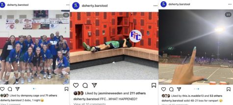 Three Instagram memes from Doherty Barstool trolling schools after losing to the Spartans. These kinds of accounts have become a trend all over the country. 