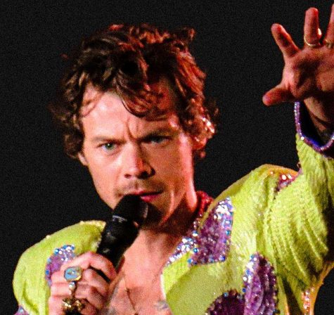 Harry Styles performing at 2022 tour, titled Love on Tour in Brazil. Styles has broken the record for most nights at Madison Square Garden with this tour, at 15 weeks 