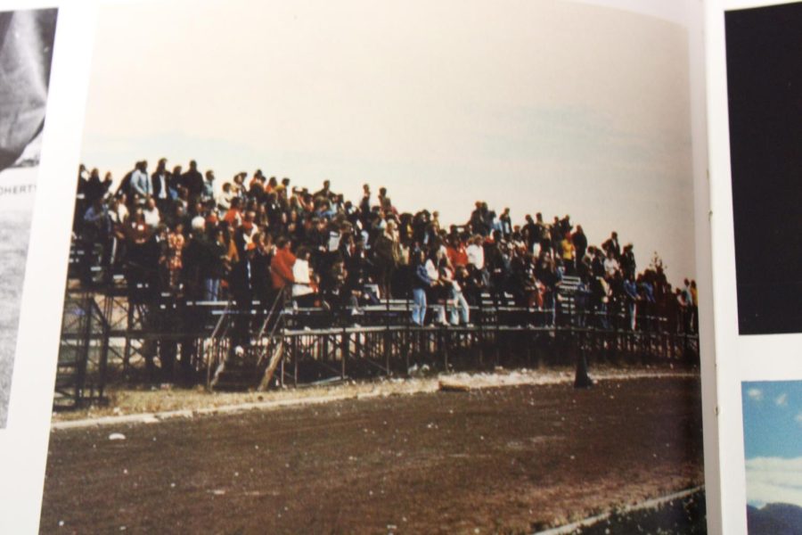 This is our bleachers, of 1975 by the track field and football field, i got this photo in the yearbook of 1976. 