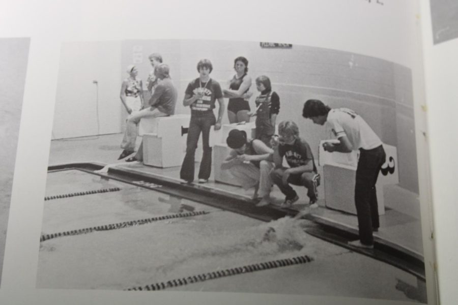 From our yearbook of 1977 this is our diving area in our own pool! 