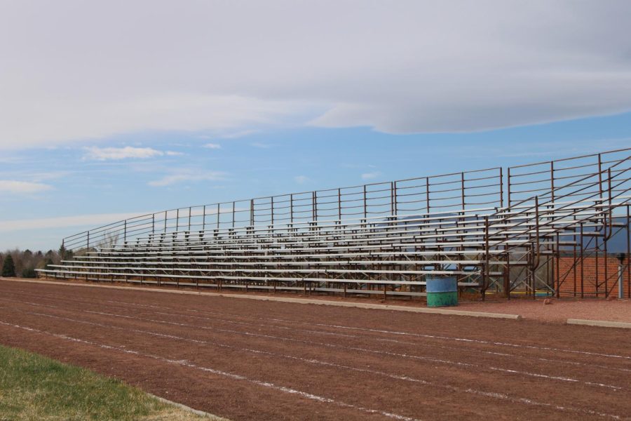 This is our bleachers in 2023, outside by the track and football field. 