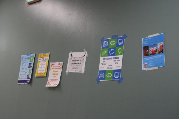 Posters of various opportunities and clubs are posted on the walls. They can be seen in almost every hallway in the school.