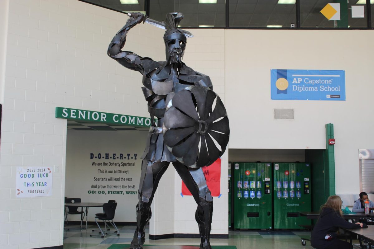 Statue of Doherty Spartan in all its glory.