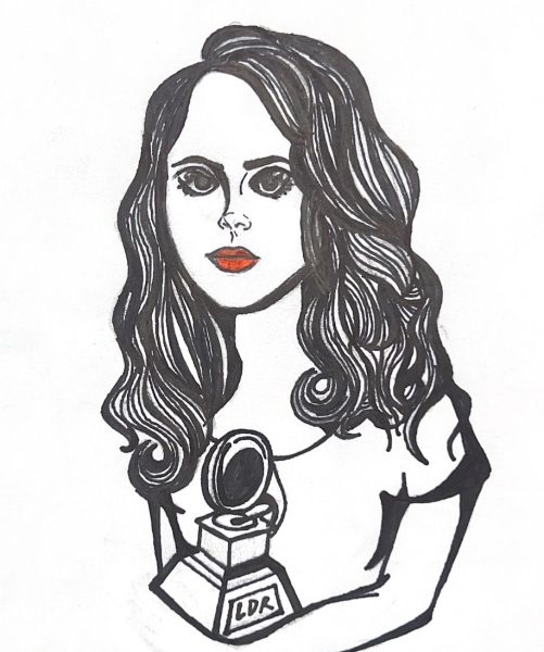 Lana Del Rey holding a much deserved Grammy Award, she has yet to receive. 