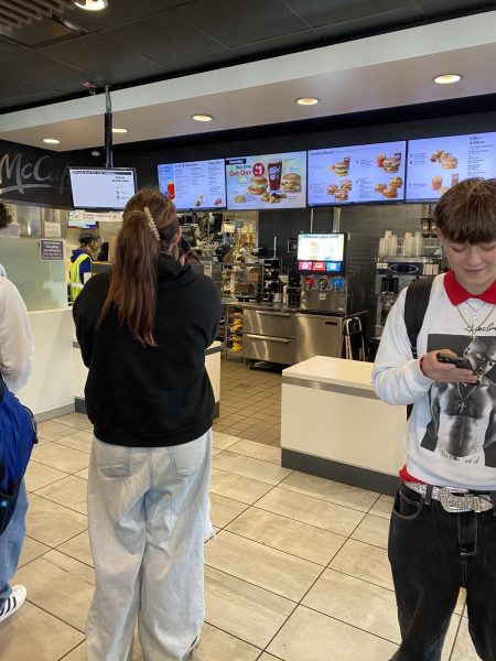 Doherty students checking out the lunch options at McDonalds during lunch.