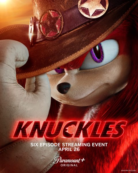 Knuckles grabbing his hat while looking very serious