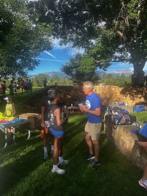 The coach of cross country Robert Duensing at the Never Alone 5K race in August.