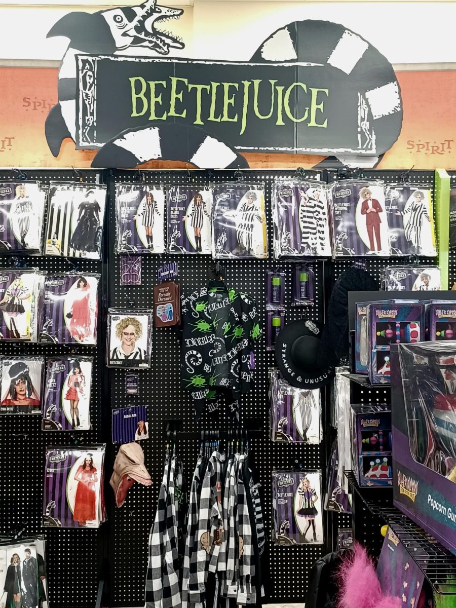 Beetlejuice costume section at Spirit Halloween 