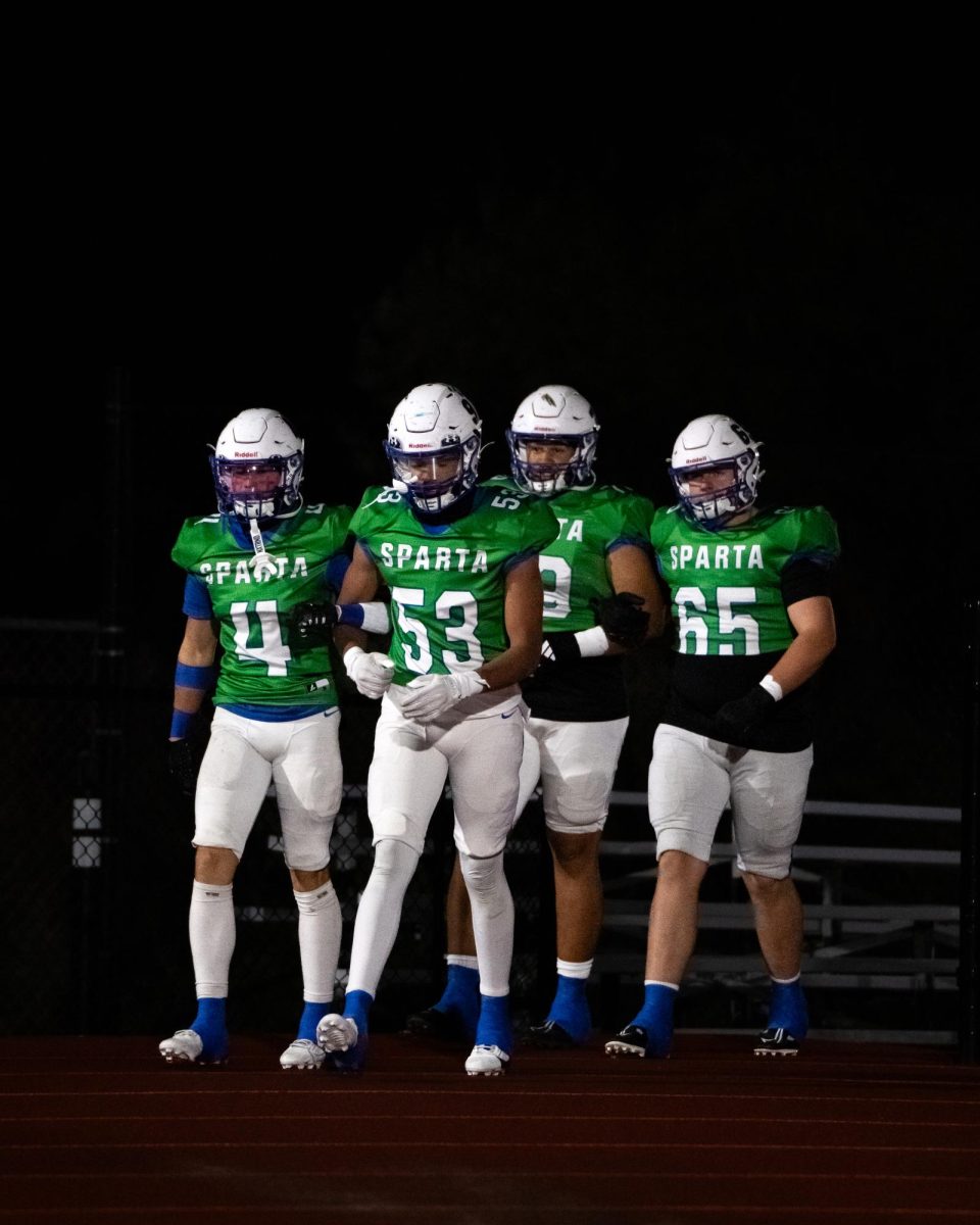 Spartans walking out for the game. 