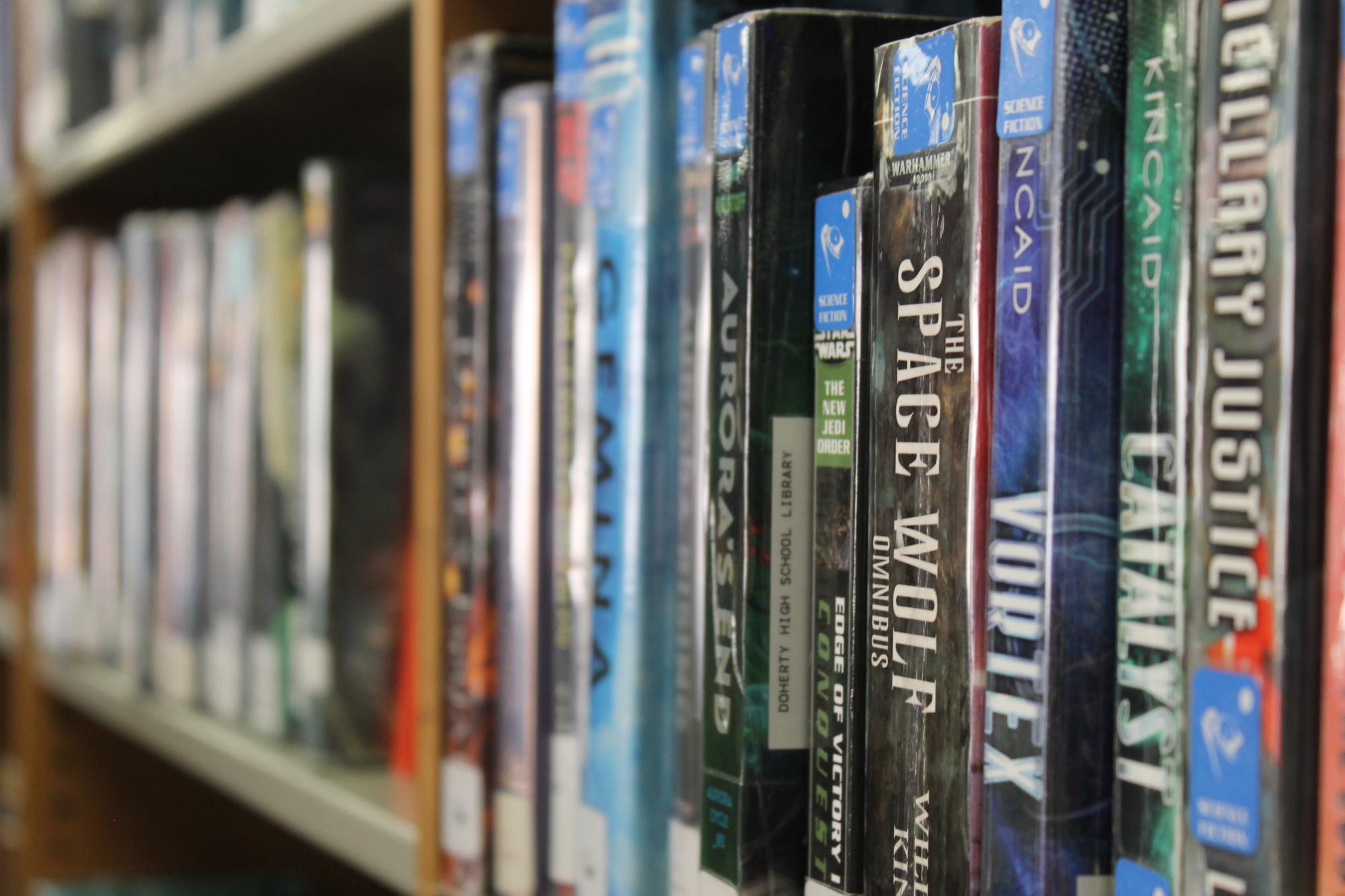 Fantasy bookshelf at the Doherty library. 