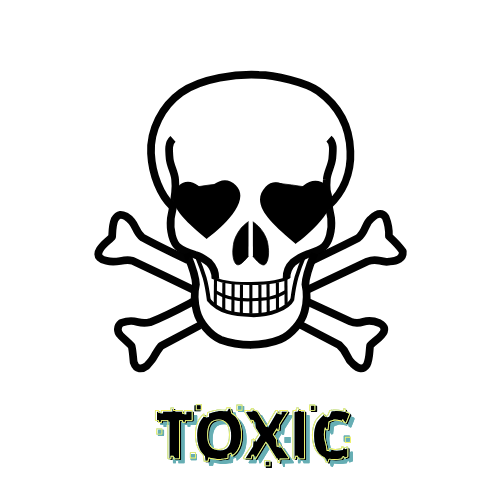 In toxic relationships can be hard, almost scary.  Toxic love can kill as stated by Alicia Darlington, "Toxic relationships ruin your life and overall health if you are not careful. It can be deadly if you get too lost in the fake love." Photo made in canva symbolizing a skull with hearts showing how love is toxic.