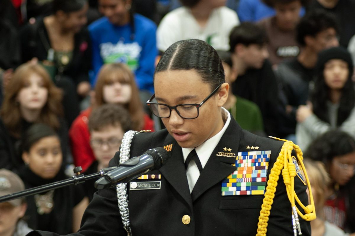 Commanding Officer Amber McMillen gives a speech about what veterans have been through and how we at Doherty celebrate and honor our veterans.