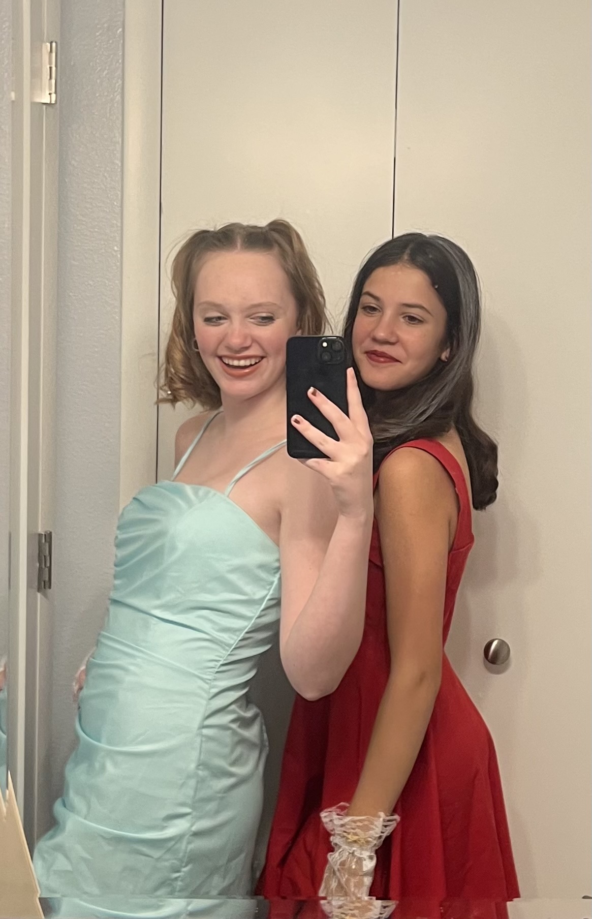 Podcasters Brynna Dorrance and Cara Giovagnoni getting ready for Halloween.