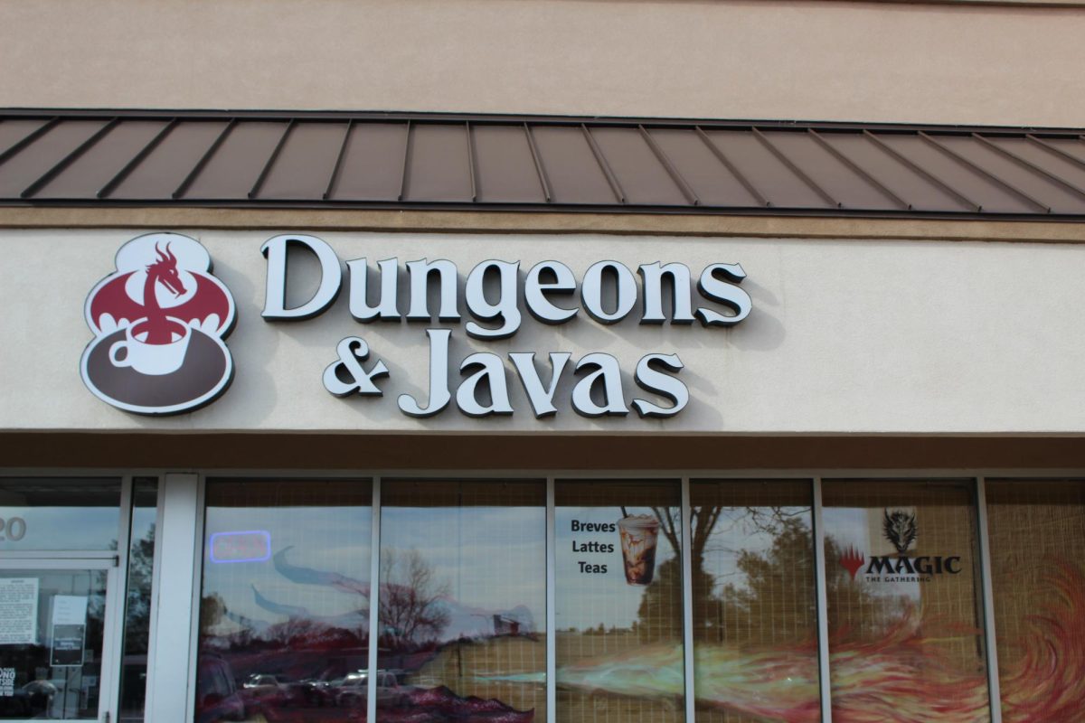 The logo for Dungeons & Javas near Doherty High School.