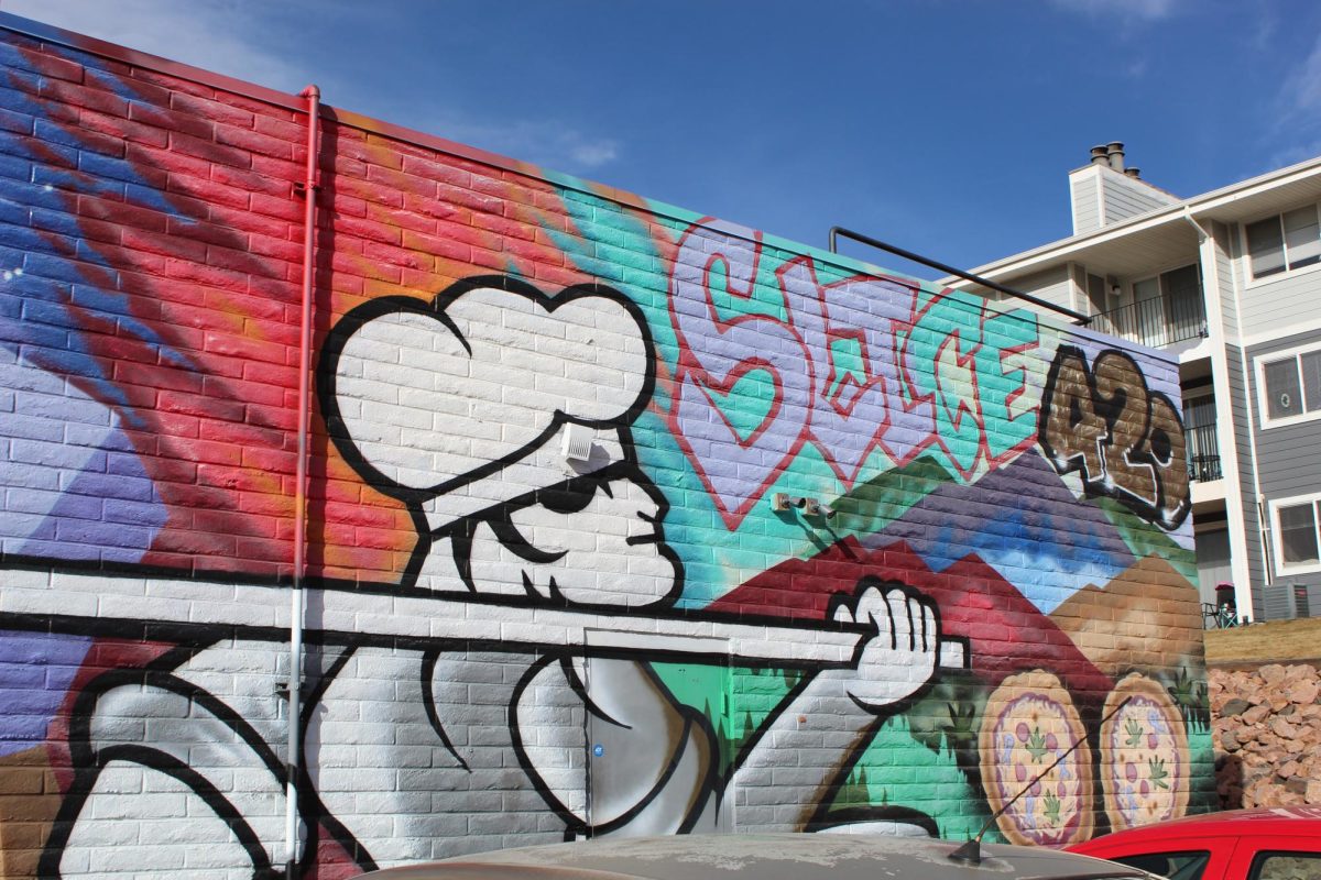 The Mural on the side of Slice 420 Pizzaria.  